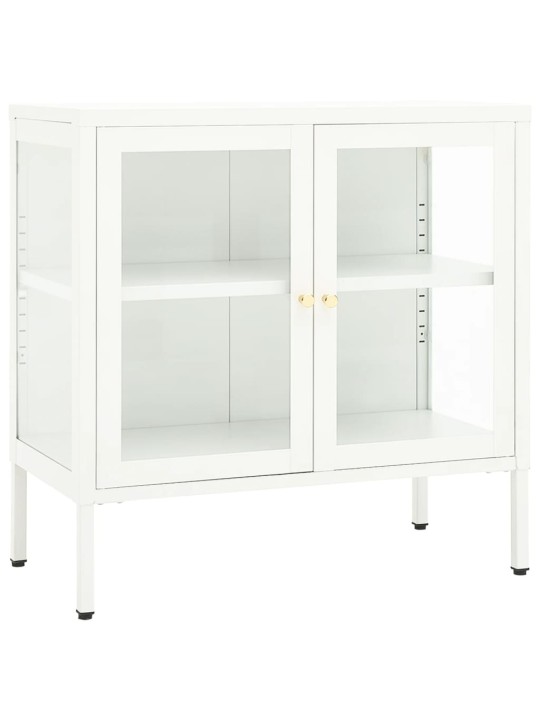 Kumode, balta, 70x35x70 cm, tērauds un stikls