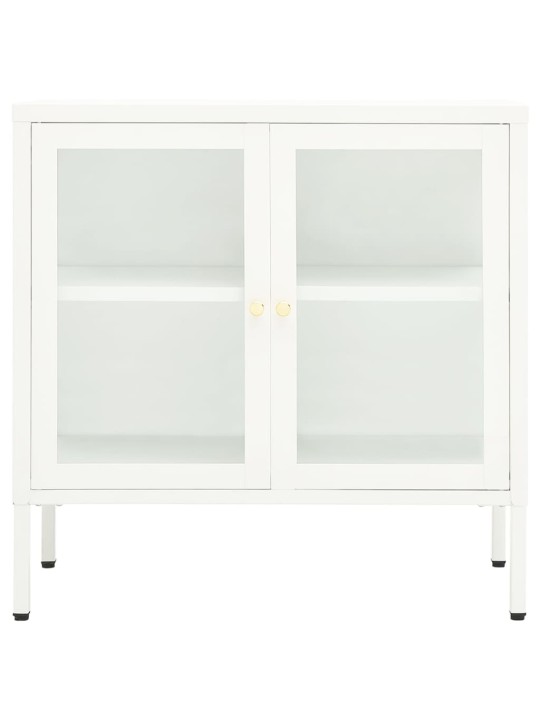 Kumode, balta, 70x35x70 cm, tērauds un stikls
