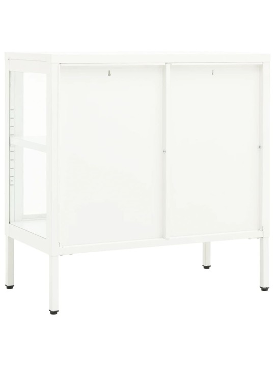 Kumode, balta, 70x35x70 cm, tērauds un stikls