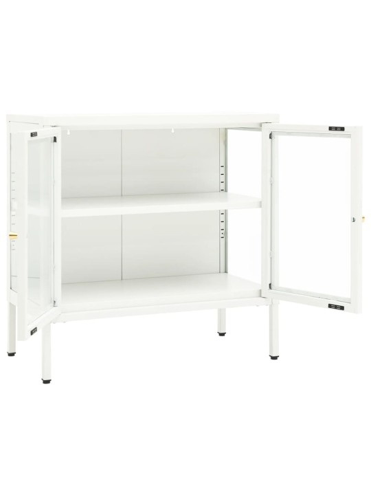 Kumode, balta, 70x35x70 cm, tērauds un stikls