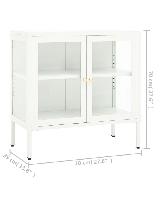 Kumode, balta, 70x35x70 cm, tērauds un stikls