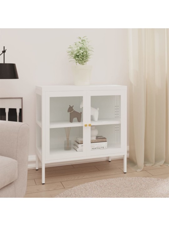 Kumode, balta, 70x35x70 cm, tērauds un stikls