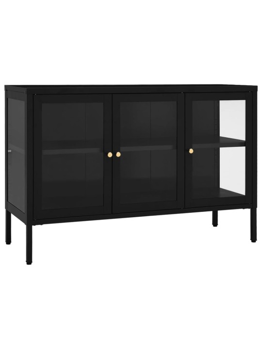 Kumode, melna, 105x35x70 cm, tērauds un stikls