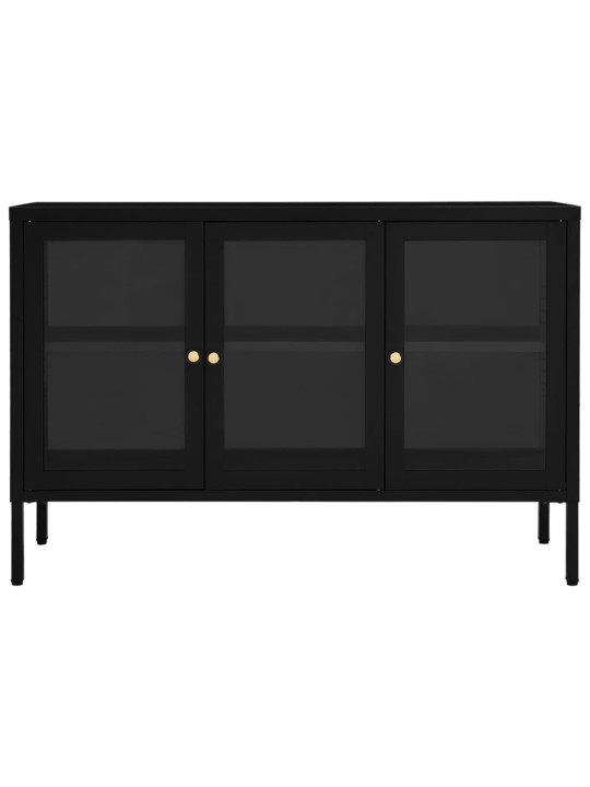 Kumode, melna, 105x35x70 cm, tērauds un stikls