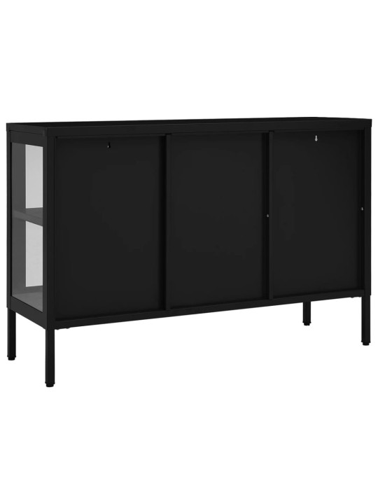 Kumode, melna, 105x35x70 cm, tērauds un stikls