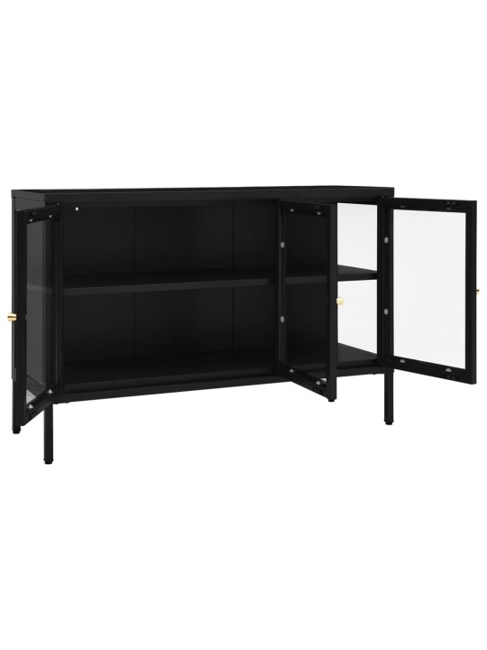 Kumode, melna, 105x35x70 cm, tērauds un stikls