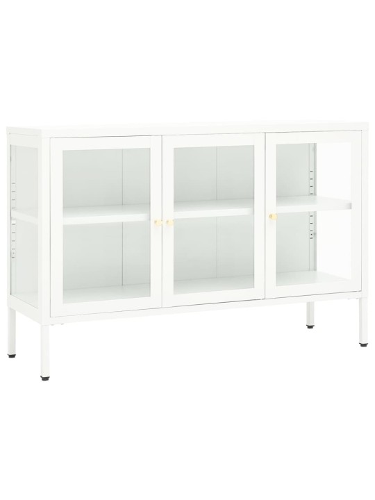 Kumode, balta, 105x35x70 cm, tērauds un stikls