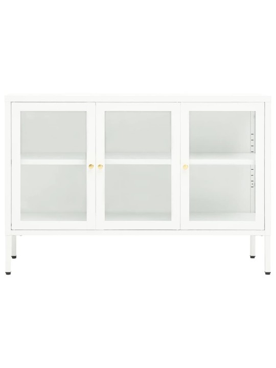 Kumode, balta, 105x35x70 cm, tērauds un stikls