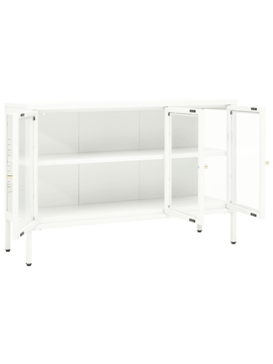 Kumode, balta, 105x35x70 cm, tērauds un stikls