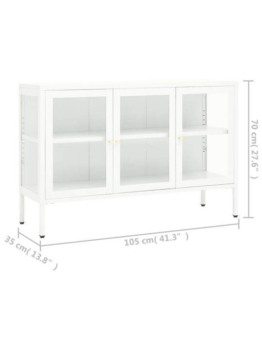Kumode, balta, 105x35x70 cm, tērauds un stikls