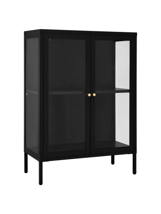 Kumode, melna, 75x35x105 cm, tērauds un stikls