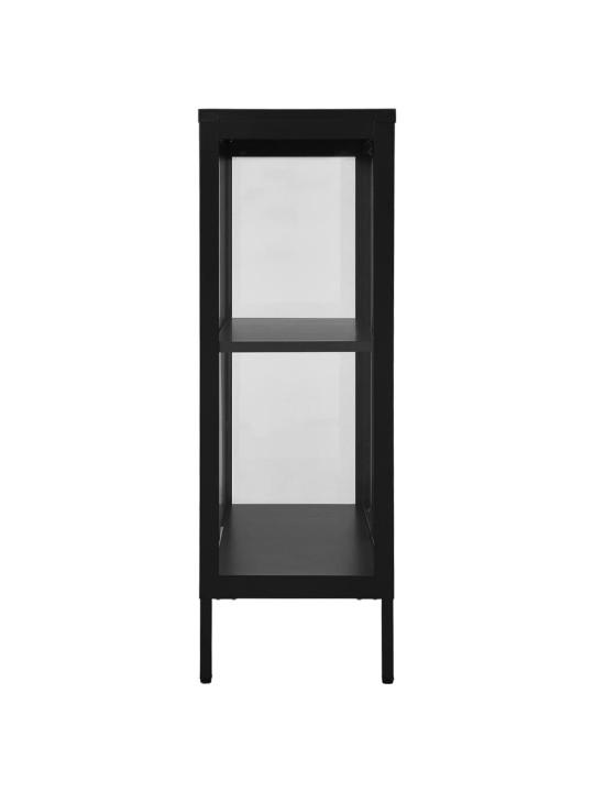 Kumode, melna, 75x35x105 cm, tērauds un stikls