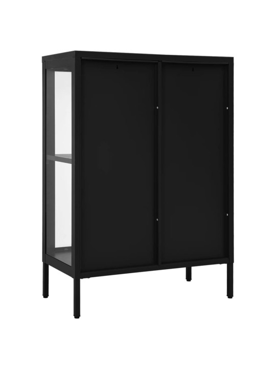 Kumode, melna, 75x35x105 cm, tērauds un stikls