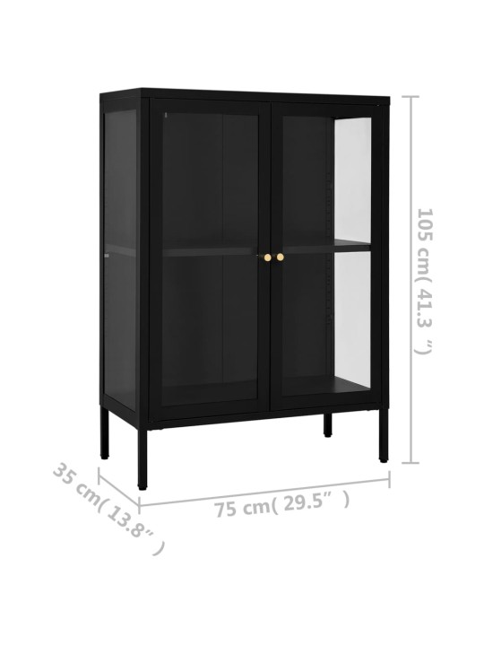 Kumode, melna, 75x35x105 cm, tērauds un stikls
