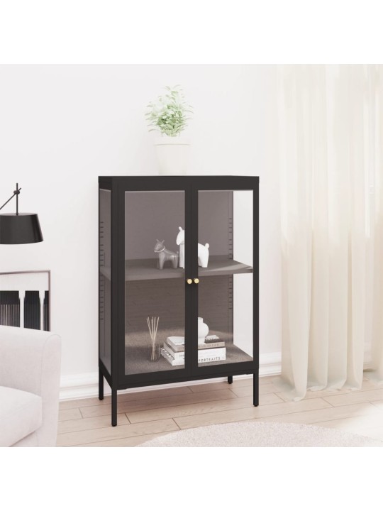 Kumode, melna, 75x35x105 cm, tērauds un stikls