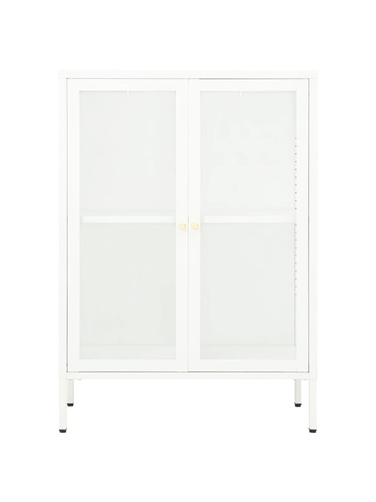 Kumode, balta, 75x35x105 cm, tērauds un stikls