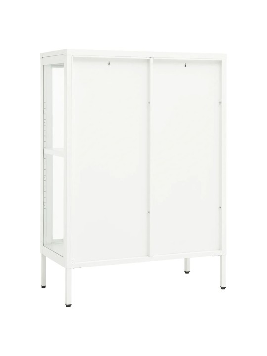 Kumode, balta, 75x35x105 cm, tērauds un stikls