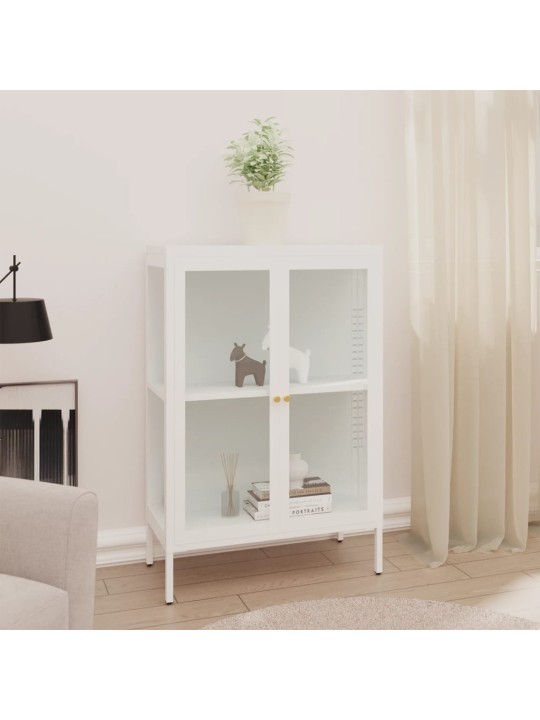 Kumode, balta, 75x35x105 cm, tērauds un stikls