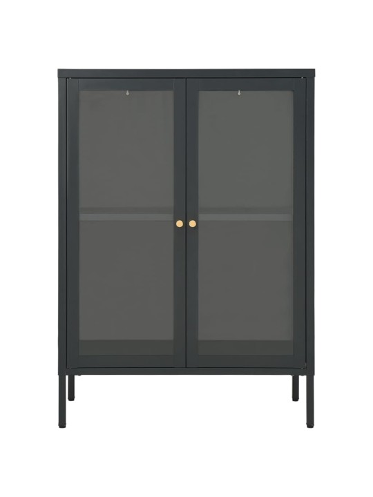 Kumode, antracītpelēka, 75x35x105 cm, tērauds un stikls