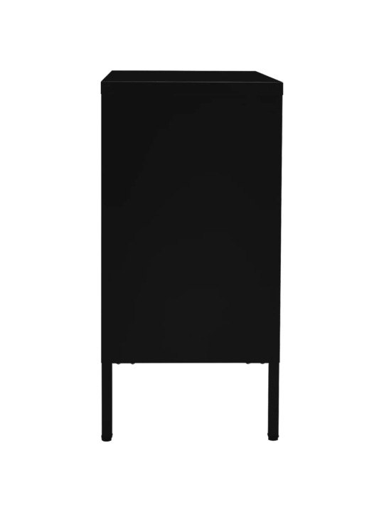 Kumode, melna, 75x35x70 cm, tērauds un rūdīts stikls