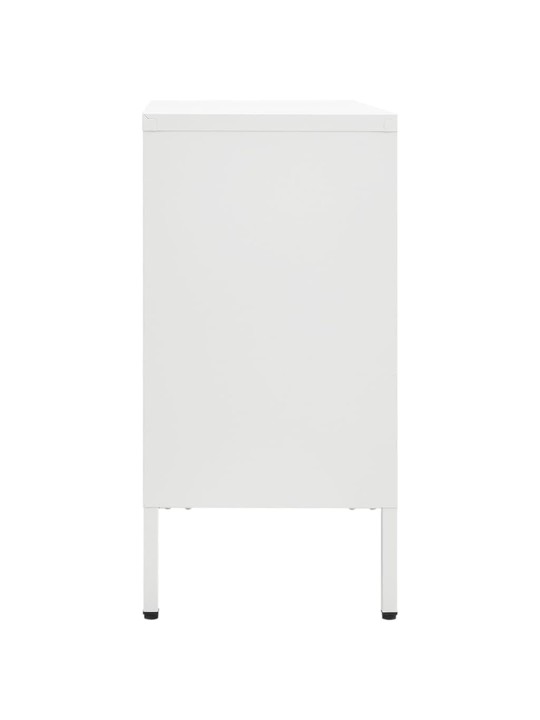 Kumode, balta, 75x35x70 cm, tērauds un rūdīts stikls