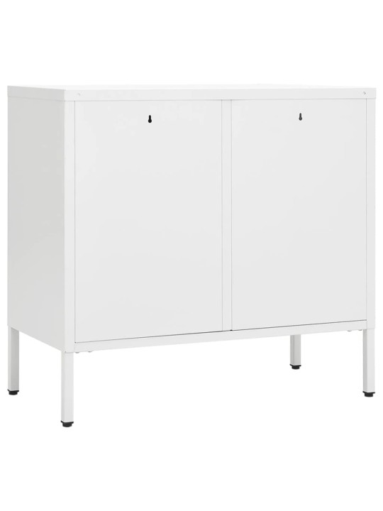 Kumode, balta, 75x35x70 cm, tērauds un rūdīts stikls