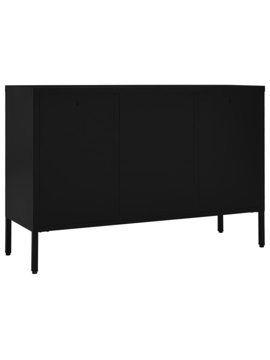 Kumode, melna, 105x35x70 cm, tērauds un rūdīts stikls