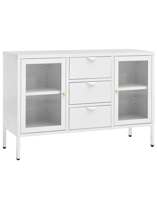 Kumode, balta, 105x35x70 cm, tērauds un rūdīts stikls