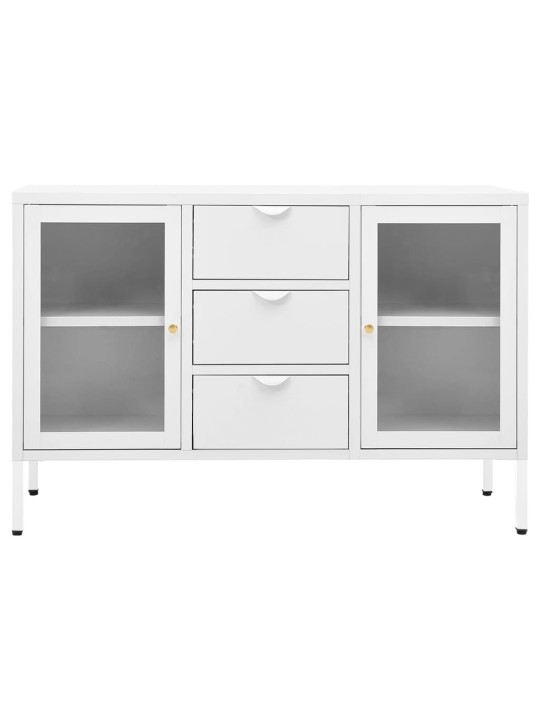 Kumode, balta, 105x35x70 cm, tērauds un rūdīts stikls