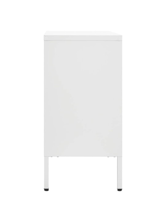 Kumode, balta, 105x35x70 cm, tērauds un rūdīts stikls