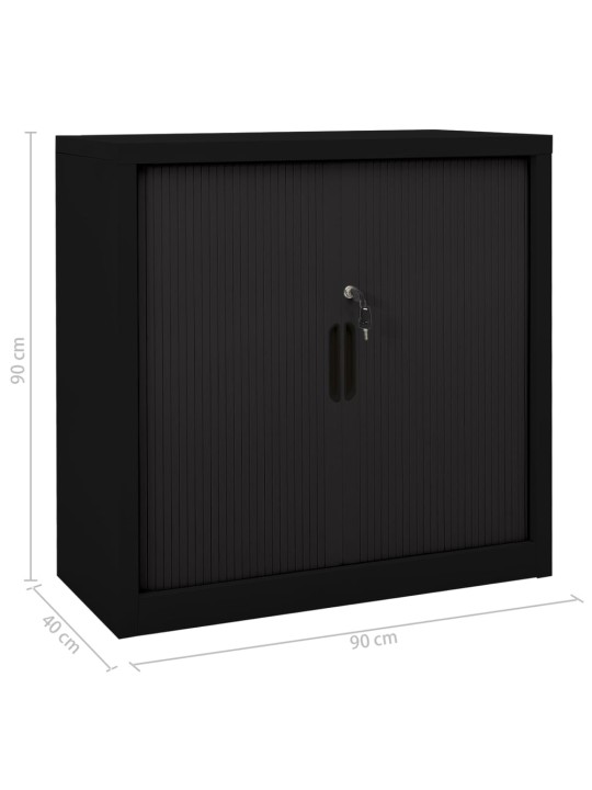 Skapītis ar bīdāmām durvīm, 90x40x90 cm, melns, tērauds