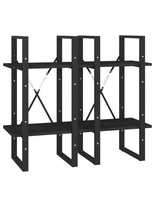 4-līmeņu grāmatu plaukts, melns, 40x30x140 cm, priedes koks