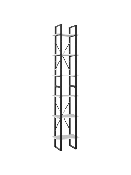 6-līmeņu grāmatu plaukts, balts, 40x30x210cm, inženierijas koks