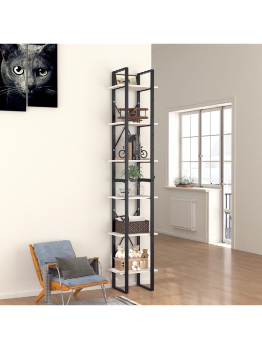 6-līmeņu grāmatu plaukts, balts, 40x30x210cm, inženierijas koks