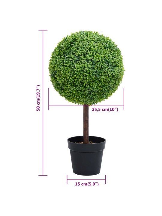 Mākslīgais buksis ar podiņu, apaļš, zaļš, 50 cm