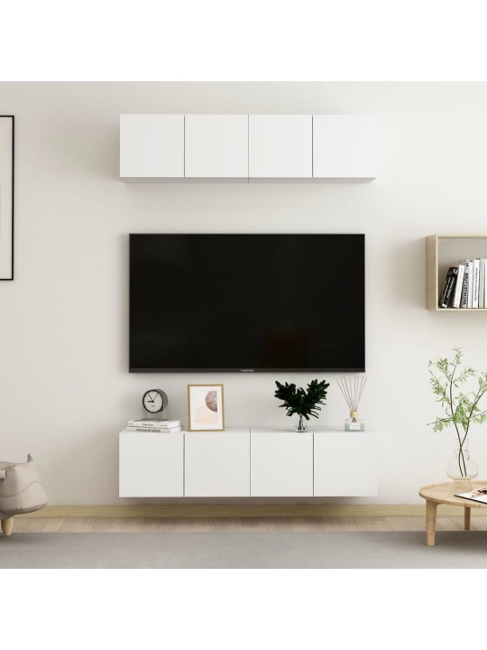 Tv plaukti, 4 gab., balti, 60x30x30 cm, inženierijas koks