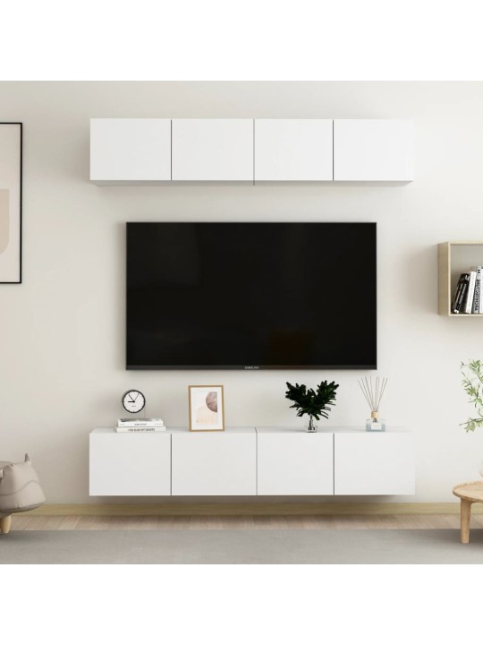 Tv skapīši, 4 gab., balti, 80x30x30 cm, inženierijas koks