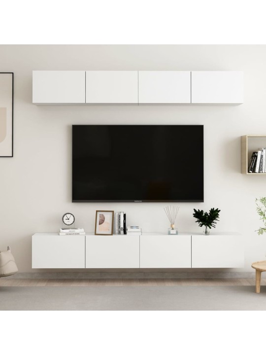 Tv skapīši, 4 gab., balti, 100x30x30 cm, inženierijas koks