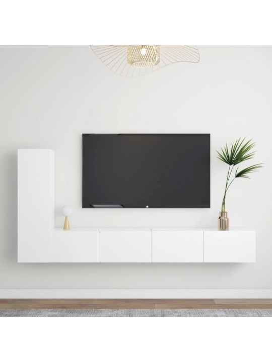 3-daļīgs tv skapīšu komplekts, balts, inženierijas koks