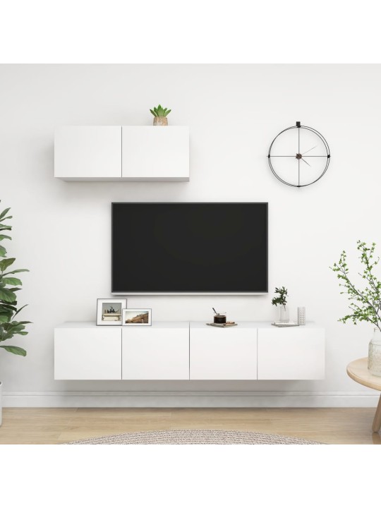 Tv skapīši, 3 gab., balti, inženierijas koks