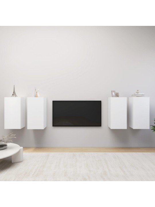 Tv skapīši, 4 gab., 30,5x30x60 cm, balti, inženierijas koks