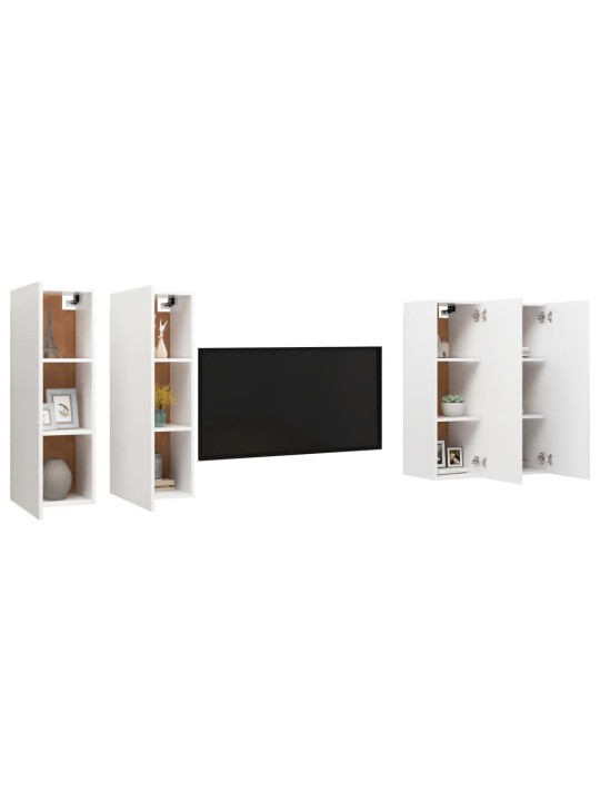 Tv skapīši, 4 gb., balti, 30,5x30x90 cm, inženierijas koks