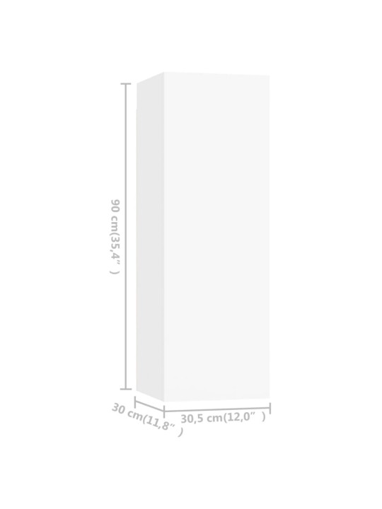 Tv skapīši, 4 gb., balti, 30,5x30x90 cm, inženierijas koks