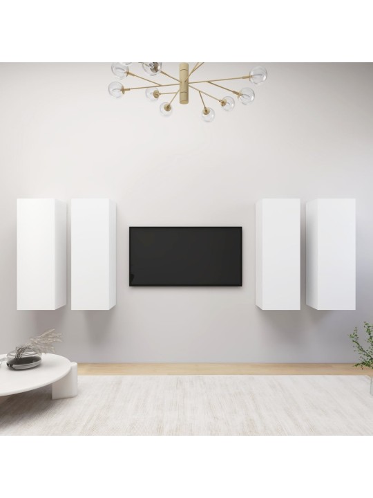 Tv skapīši, 4 gb., balti, 30,5x30x90 cm, inženierijas koks