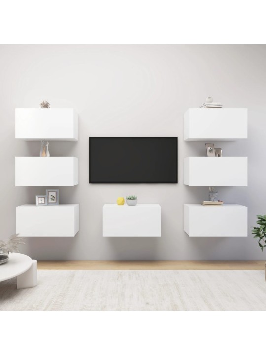 Tv skapīši, 2 gab., 30,5x30x60 cm, balti, inženierijas koks