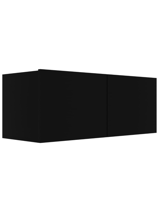 Tv skapīši, 4 gab., melni, 80x30x30 cm, inženierijas koks