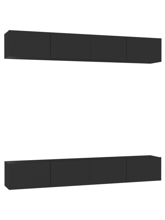 Tv skapīši, 4 gab., melni, 100x30x30 cm, inženierijas koks