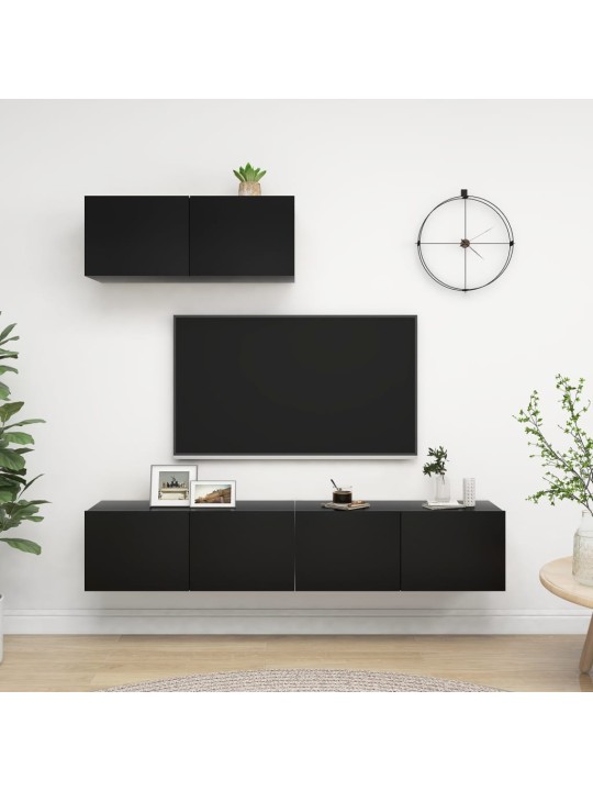 Tv skapīši, 3 gab., melni, inženierijas koks
