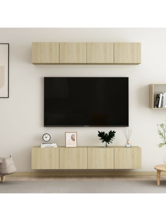Tv skapīši, 4 gab., 80x30x30 cm, ozola krāsa, inženierijas koks