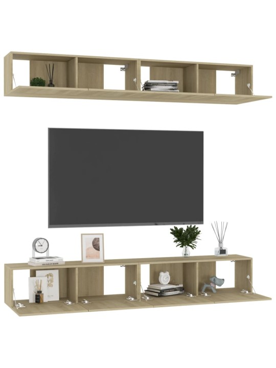 Tv skapīši, 4 gab. 100x30x30cm ozolkoka krāsa inženierijas koks